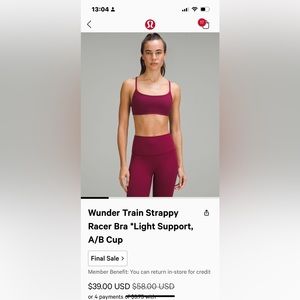 Wunder Train Strappy Racer Bra